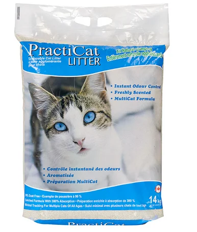 Litière agglomérante pour chats, Practicat 14kg